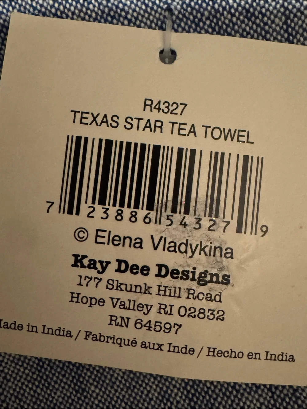 Kay Dee Designs Texas Applique Embroidered Kitchen Tea Towel Bluebonnet NWT